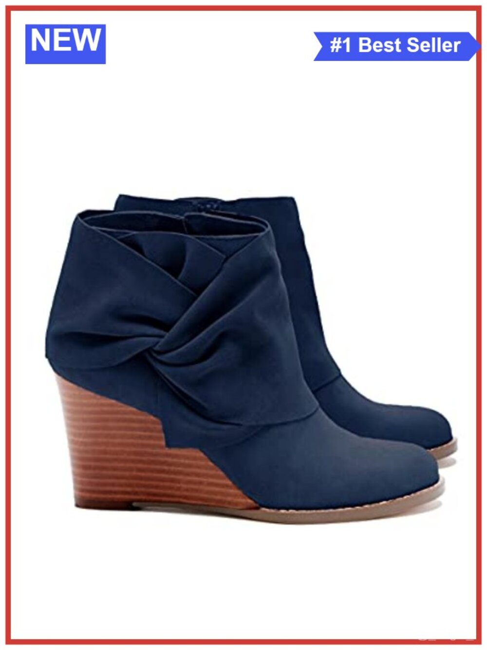 Womens Faux Suede Wedge Ankle Booties Pointed Toe Stacked Heel Winter Boots